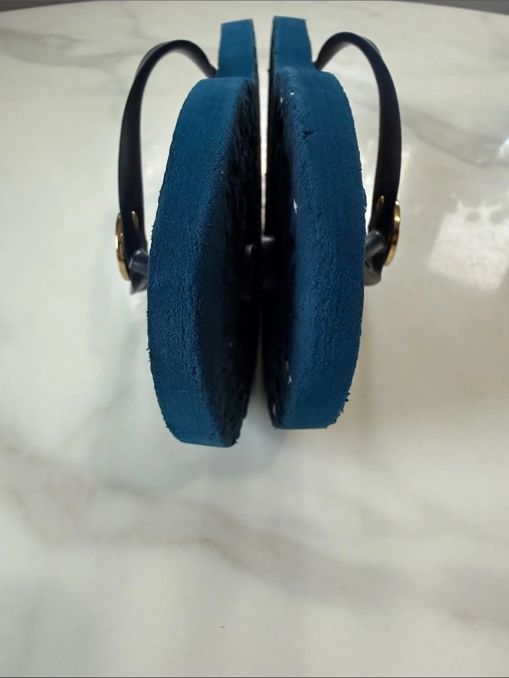 Tory Burch Kids Navy and White Check Flip Flops with Gold Logo